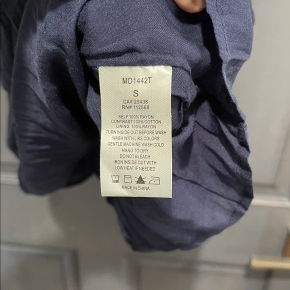 Miss Me Navy Boho Embroidered Ruffle Strap Mini Dress‎ Women's Small Lined Rayon - Picture 5 of 6